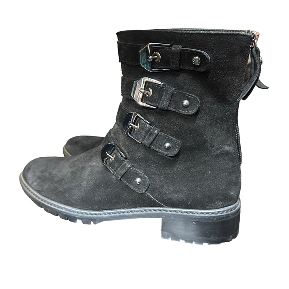 STUART WEITZMAN JITTERBUG MOTO BLACK SUEDE BIKER MOTORCYCLE BOOT 7.5 - Picture 4 of 13